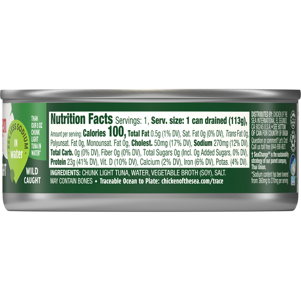 Chicken of the Sea Chunk Light Tuna in Water 25% Less Sodium  DestGlow