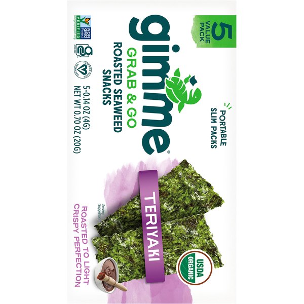 gimMe Grab &amp; Go Roasted Teriyaki Seaweed Snacks Value Pack
