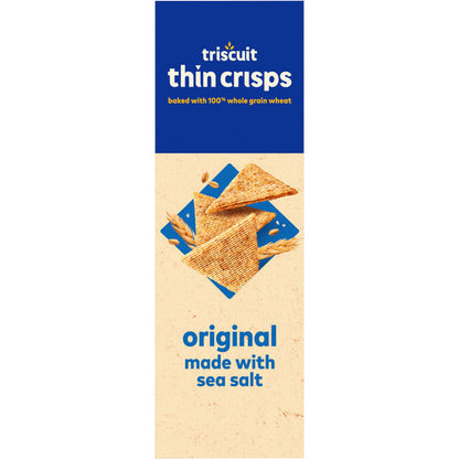 TRISCUIT Thin Crisps Original Whole Grain Wheat Crackers, Vegan Snacks, Lunch Snacks 7 oz
