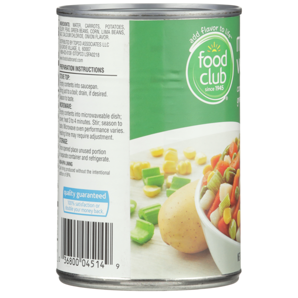 Food Club Mixed Vegetables Carrots, Potatoes, Celery, Peas, Green Beans, Corn &amp; Lima Beans  DestGlow