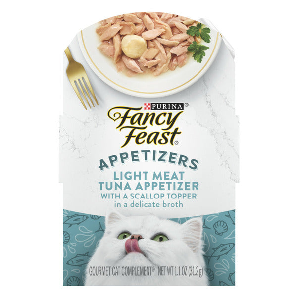 Purina Fancy Feast Lickable Wet Cat Food Topper Light Meat Tuna Appetizer with Scallop  DestGlow