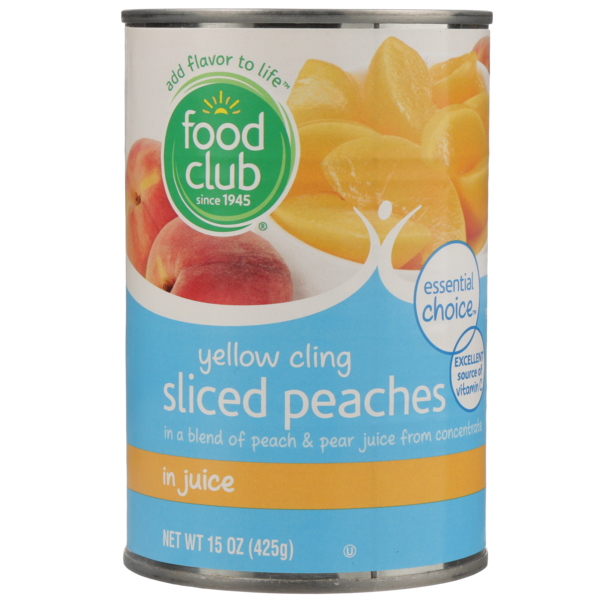 Food Club Yellow Cling Sliced Peaches In A Blend Of Peach &amp; Pear 100% Juice From Concentrate  DestGlow