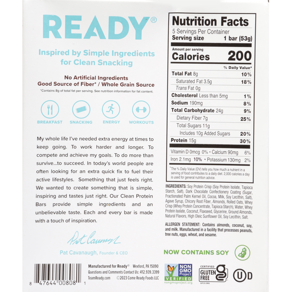 Ready Protein Bar, Dark Chocolate Coconut Almond Flavored  DestGlow