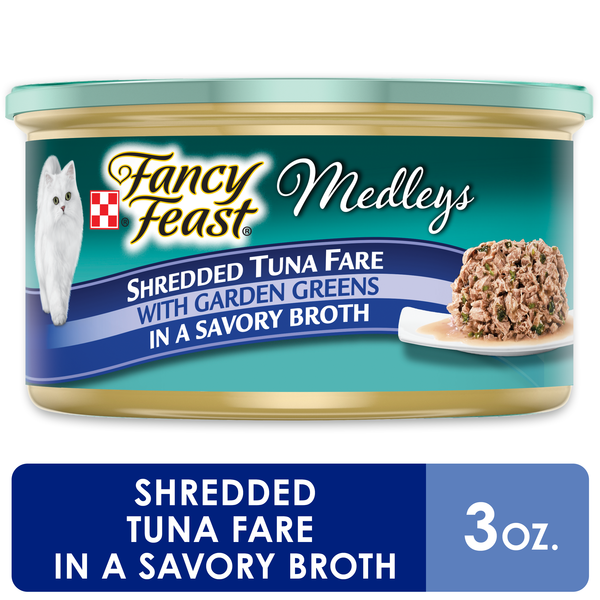 Purina Fancy Feast Grain Free Broth Wet Cat Food, Medleys Shredded Tuna Fare With Garden Greens  DestGlow