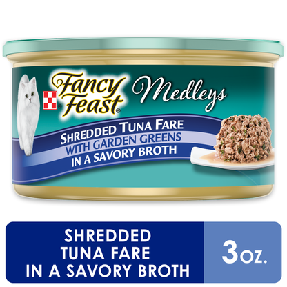 Purina Fancy Feast Grain Free Broth Wet Cat Food, Medleys Shredded Tuna Fare With Garden Greens  DestGlow