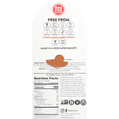 Red Plate Foods Double Chocolate Cookies, Gluten-Free &amp; Vegan