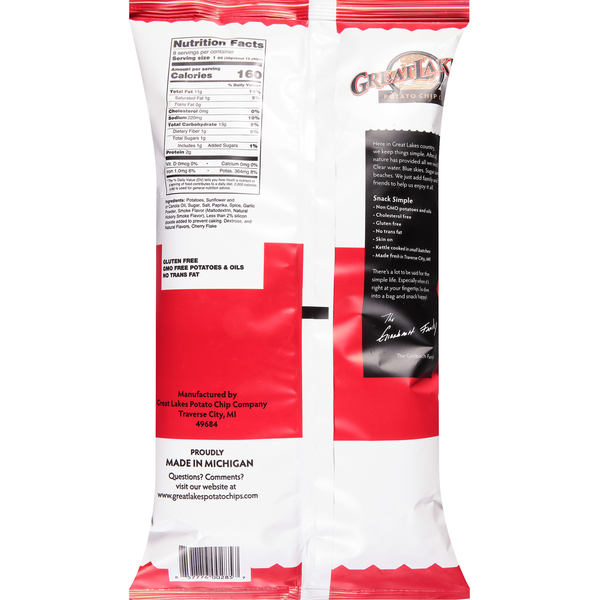 Great Lakes Potato Chip Potato Chips, Michigan Cherry BBQ, Kettle Cooked  DestGlow