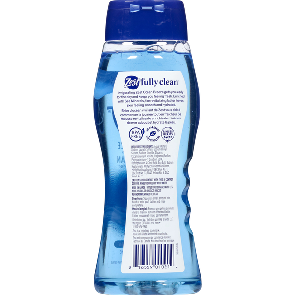 Zest Body Wash, Refreshing, Ocean Breeze with Sea Minerals  DestGlow