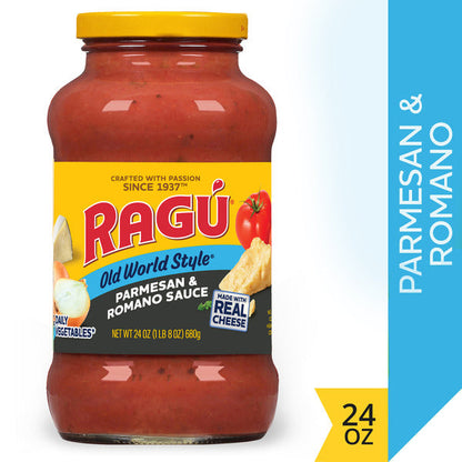 Ragu Old World Style Parmesan and Romano Pasta Sauce with Diced Tomatoes Diced Tomatoes, Onions, Parmesan and Romano Cheese, 24 oz  DestGlow