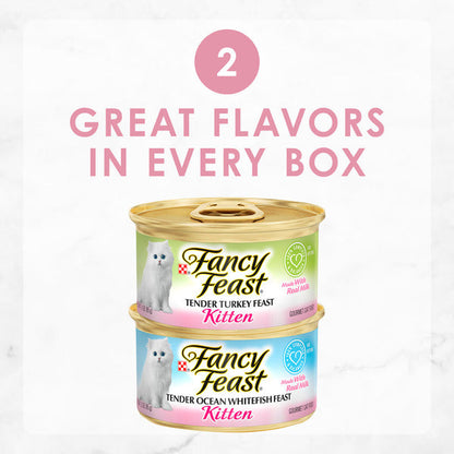 Purina Fancy Feast Grain Free Pate Wet Kitten Food Variety Pack, Kitten Classic Pate Collection Turkey &amp; Whitefish  DestGlow