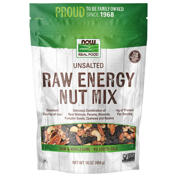 NOW Real Food Nut Mix, Raw Energy, Unsalted  DestGlow
