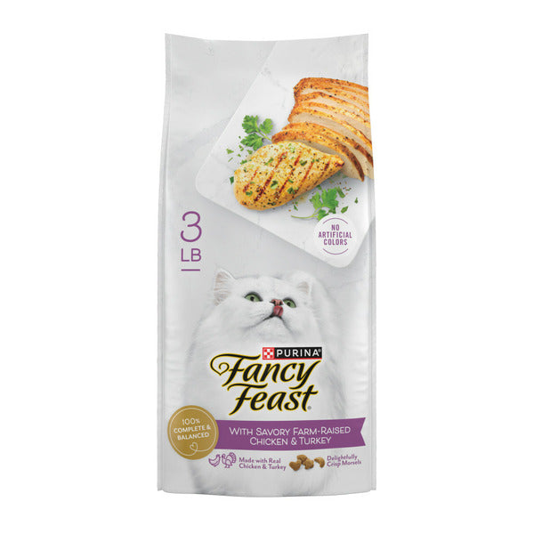 Purina Fancy Feast Dry Cat Food with Savory Farm-Raised Chicken and Turkey  DestGlow