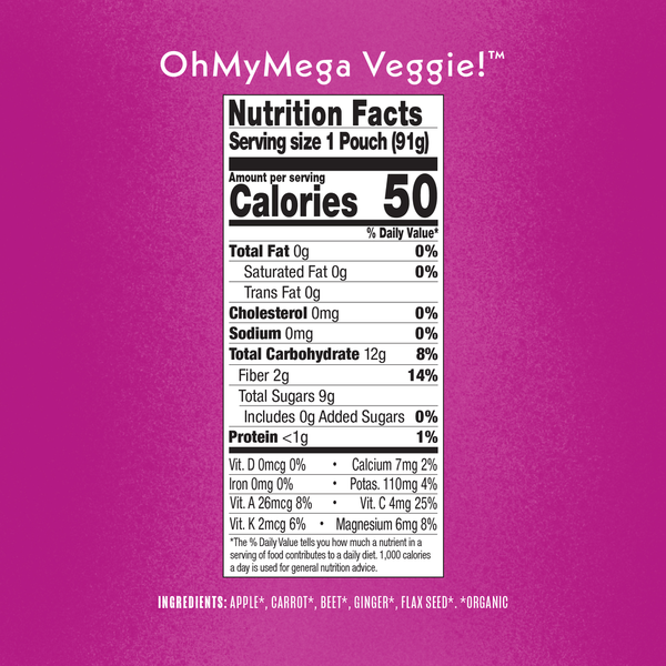 Once Upon a Farm OhMyMega Veggie! Organic Kids Snack Pouch  DestGlow