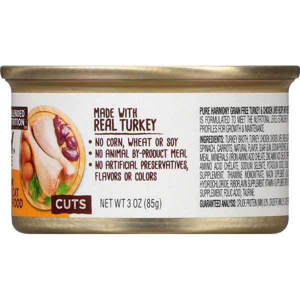 Pure Harmony Cat Food, Super Premium, Turkey &amp; Chicken Liver Recipe With Vegetables In Gravy, Cuts, Grain-Free  DestGlow