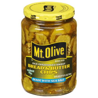 Mt. Olive Sweet Bread &amp; Butter Pickle Chips made with Sea Salt