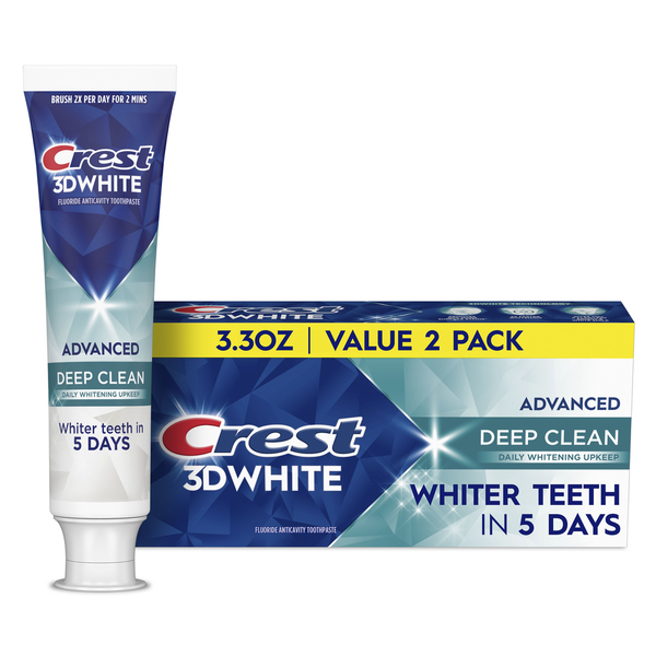 Crest 3DWhite Advanced Toothpaste, Deep Clean, 2 Pack  DestGlow