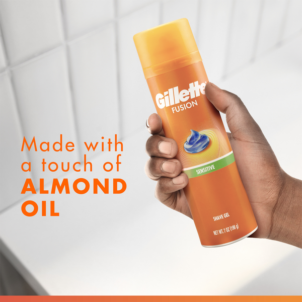 Gillette Fusion Sensitive Skin Shaving Gel for Men, Shave Gel with Almond Oil
