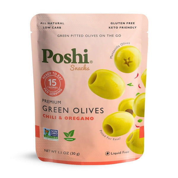 Poshi Chili &amp; Oregano Pitted Green Olives  DestGlow