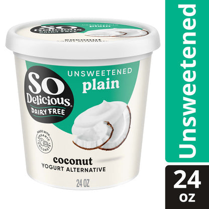 So Delicious Dairy Free Coconut Milk Yogurt Alternative, Unsweetened, Plain, Vegan, Gluten Free, Non-GMO, Creamy Plant Based Yogurt Alternative, 24 oz Container