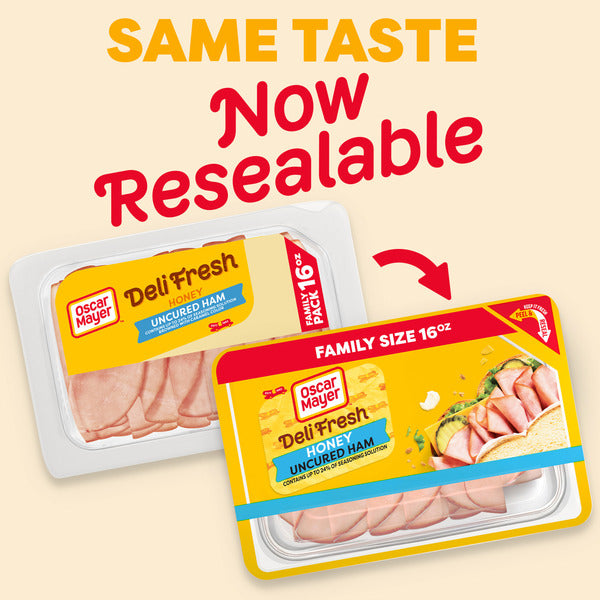 Oscar Mayer Deli Fresh Honey Uncured Ham Sliced Sandwich Lunch Meat Family Size  DestGlow