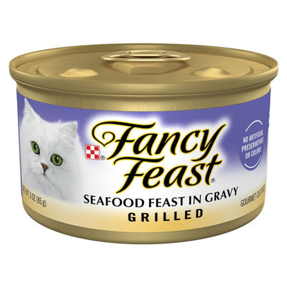 Purina Fancy Feast Grilled Wet Cat Food Seafood Feast in Wet Cat Food Gravy  DestGlow