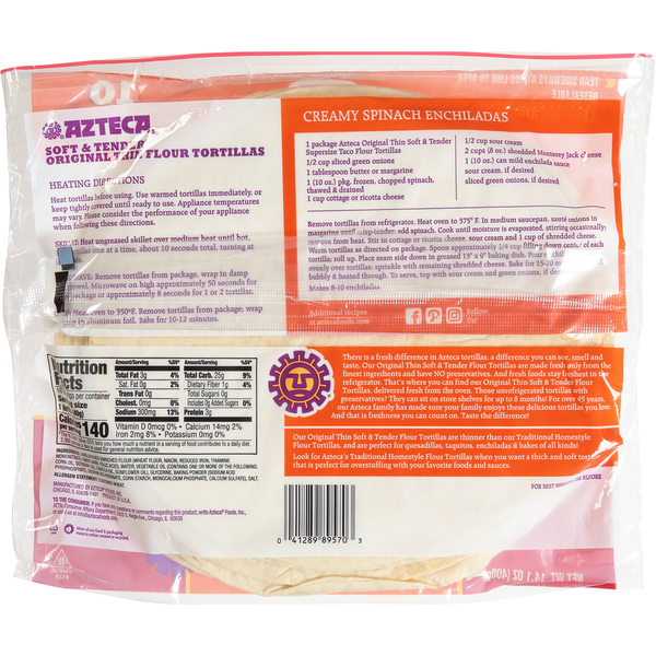 Azteca Tortillas, Original Thin Flour, Supersize Taco  DestGlow