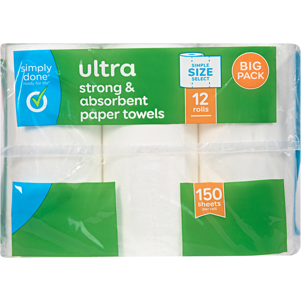 Simply Done Paper Towels, Strong &amp; Absorbent, Ultra, 2-Ply, Big Pack  DestGlow