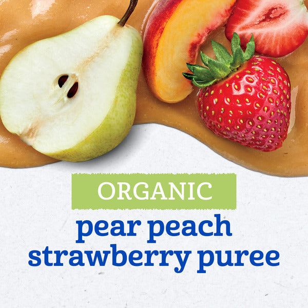 Gerber Stage 2 Baby Food Organic Pear Peach Strawberry Puree Pouch