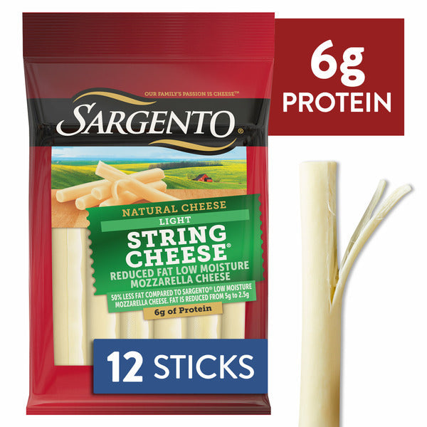 Sargento Reduced Fat Natural Low Moisture Part-Skim Mozzarella Light String Cheese, 12-Count  DestGlow