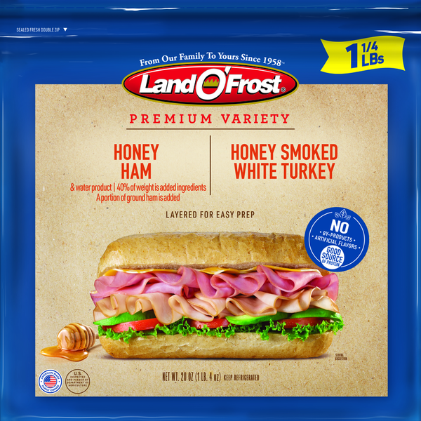 Land O’Frost Sub Sandwich Kit, Honey Ham &amp; Turkey, Vacuum Packed