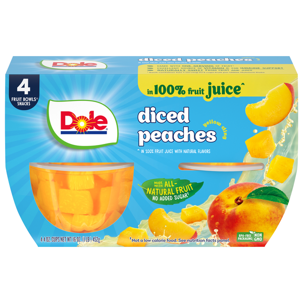 Dole Diced Peaches, in 100% Fruit Juice with Natural Flavors, Yellow Cling  DestGlow