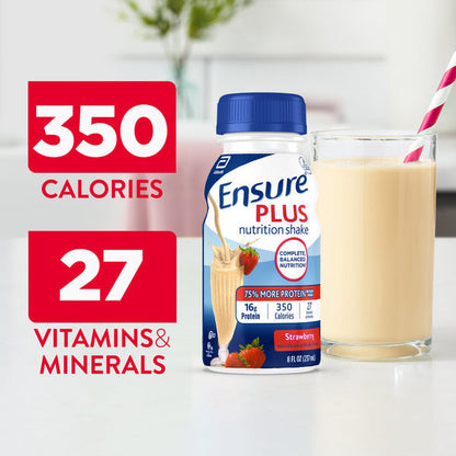 Ensure Plus Nutrition Shake Strawberry Ready-to-Drink Bottles  DestGlow