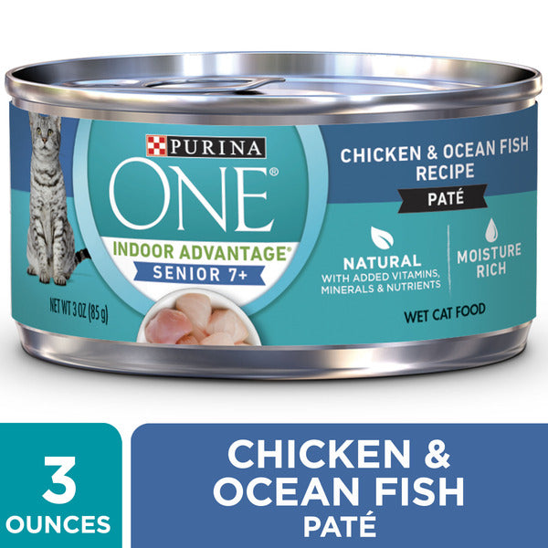 Purina ONE Grain Free, Natural Senior Pate Wet Cat Food, Vibrant Maturity 7+ Chicken &amp; Ocean Whitefish Recipe
