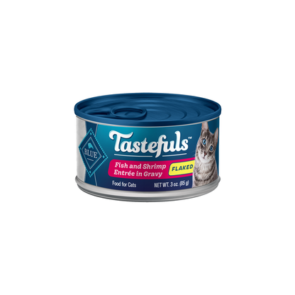 Blue Buffalo Tastefuls Natural Flaked Wet Cat Food, Fish &amp; Shrimp Entrée in Gravy