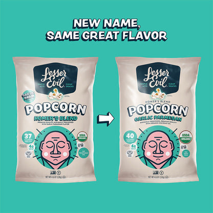 LesserEvil Organic Popcorn, Garlic Parmesan