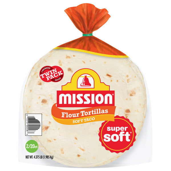 Mission Super Soft Flour Tortillas, Soft Taco Size, Twin Pack of 20 Count Each  DestGlow
