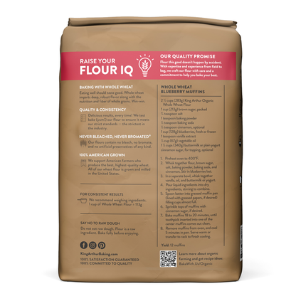 King Arthur Baking Company 100% Organic Whole Wheat Flour, 100% Whole Grain, Non-GMO Project