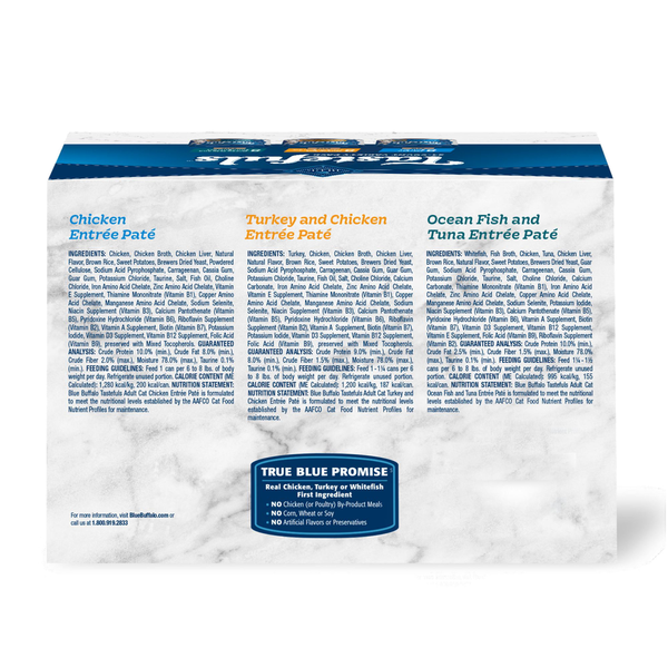 Blue Buffalo Tastefuls Natural Wet Cat Food, Chicken, Turkey &amp; Chicken, Ocean Fish &amp; Tunas