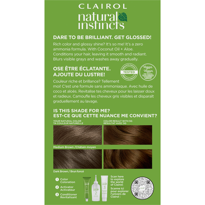 Clairol 5G Medium Golden Brown Zero Ammonia Vegan Hair Color with Coconut Oil + Aloe  DestGlow