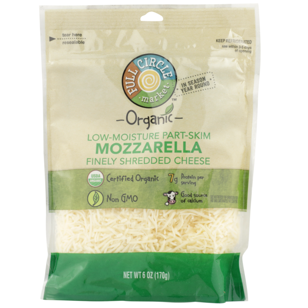 Full Circle Mozzarella Low-Moisture Part-Skim Finely Shredded Cheese  DestGlow