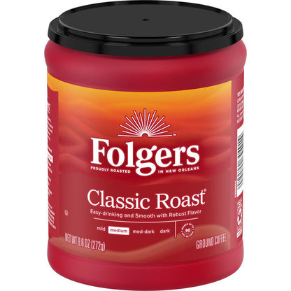 Folgers Classic Roast Ground Coffee, Medium Roast, 9.6 Oz. Canister