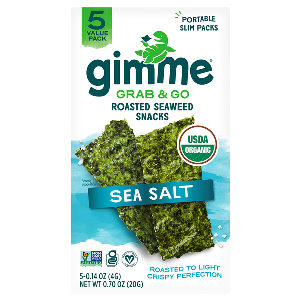 gimMe Grab &amp; Go Roasted Sea Salt Seaweed Snacks Value Pack  DestGlow