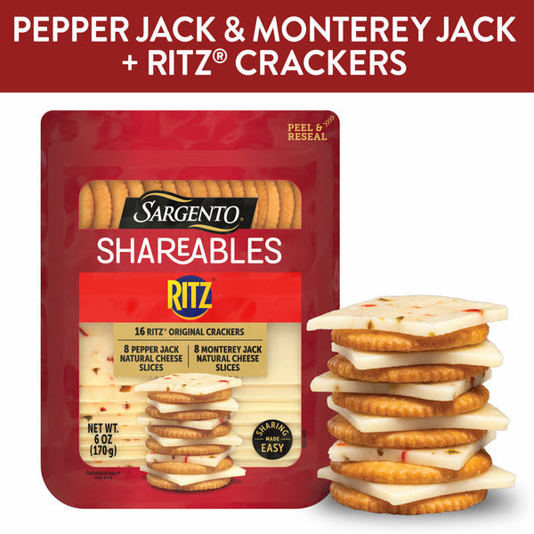 Sargento Shareables Pepper Jack &amp; Monterey Jack Sliced Cheese with Ritz® Original Crackers Cheese Tray