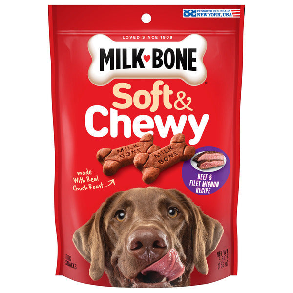 Milk-Bone Soft and Chewy Dog Treats, Beef &amp; Filet Mignon Recipe With Chuck Roast  DestGlow