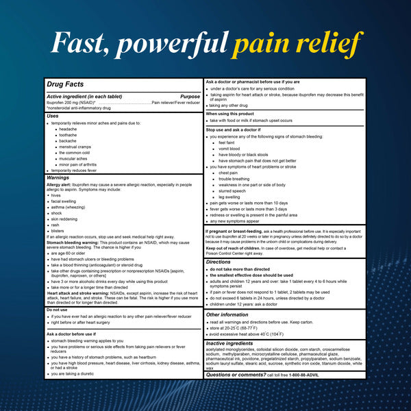 Advil Pain Reliever and Fever Reducer  DestGlow