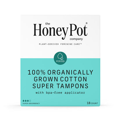 The Honey Pot Company Organic Cotton Super, BPA-Free Applicator Tampons