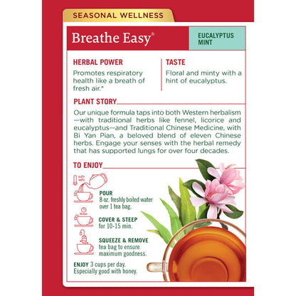 Traditional Medicinals Seasonal Teas Breathe Easy Naturally Caffeine Free Herbal Tea