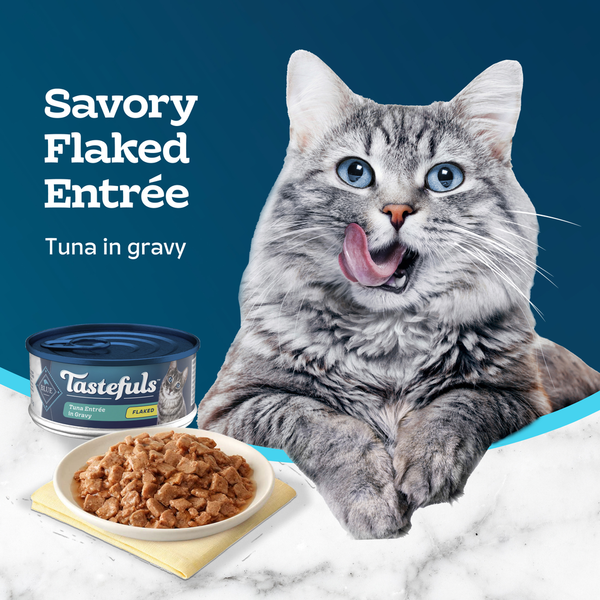 Blue Buffalo Tastefuls Natural Flaked Wet Cat Food, Tuna Entrée in Gravy