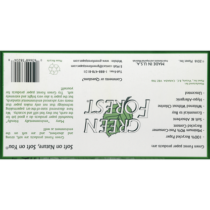 Green Forest Facial Tissue, White, Unscented, 2-Ply