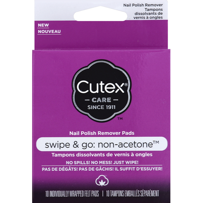 Cutex Nail Polish Remover Pads, Swipe &amp; Go: Non-Acetone